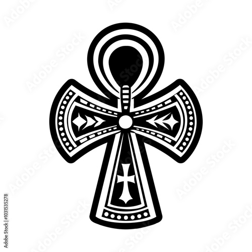 Ankh symbol icon in filled style 