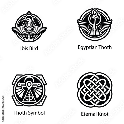 Glyph Style Egyptian Belief Icons Set 

