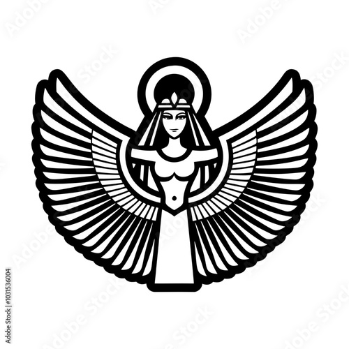 Isis goddess icon in solid style 