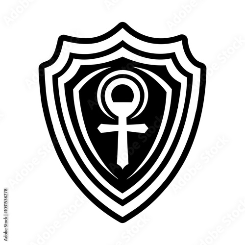 Ankh shied icon in glyph style 