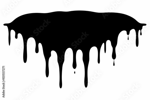 Dripping Paint Silhouette Vector, Horror Halloween Drip Effect. Vector illustration