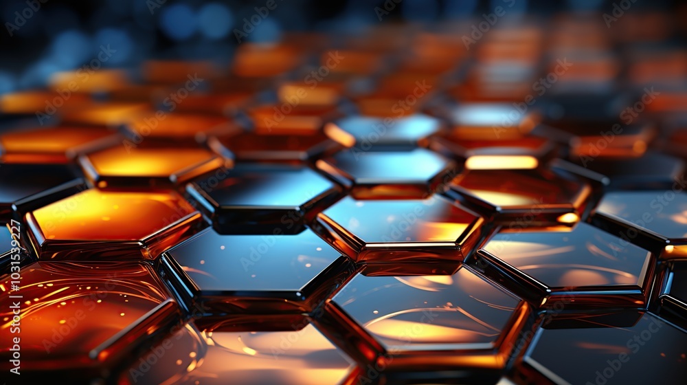 Obraz premium 3D Abstract High Tech Background, geometric hexagonal abstract background