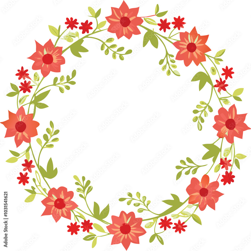Floral Wreath with Red and Green Accents Floral Wreath with Red and Green Accents