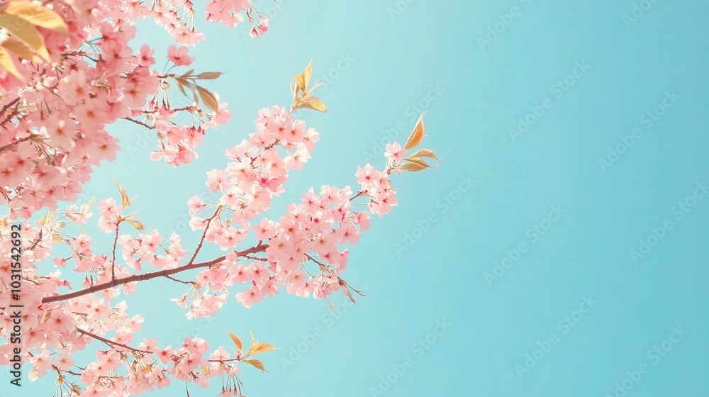 Vibrant Cherry Blossom Against Blue Sky Vibrant Cherry Blossom Against Blue Sky