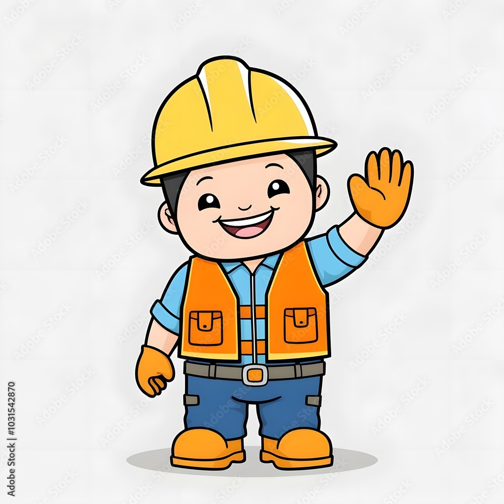Fototapeta premium Cute Cartoon Construction Worker (Confident) 