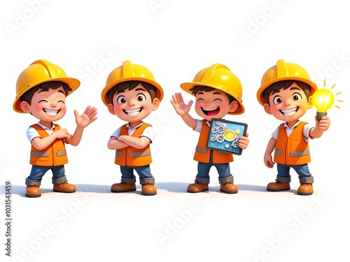 Cute Cartoon Construction Worker (Confident)
