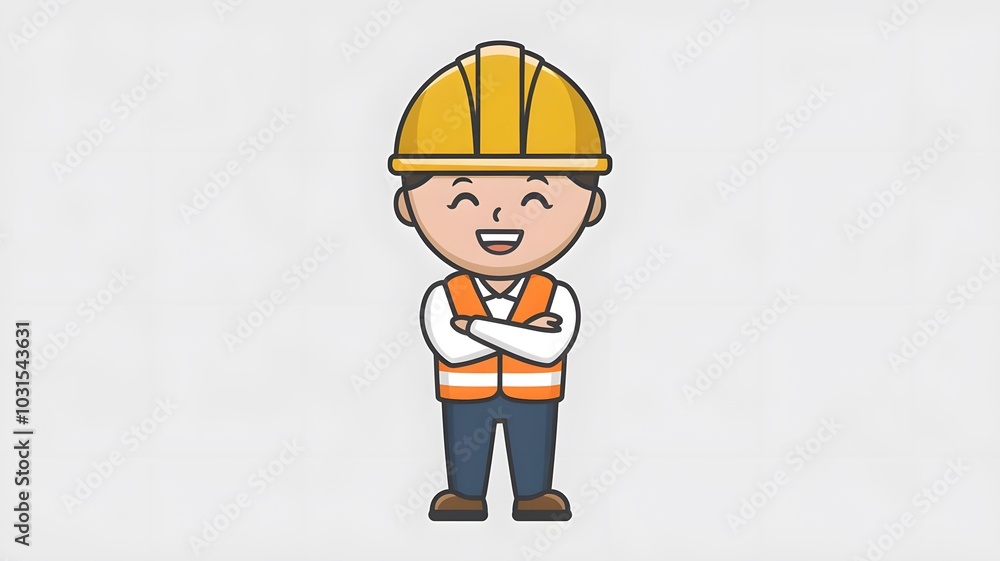 Cute Cartoon Construction Worker (Confident)
