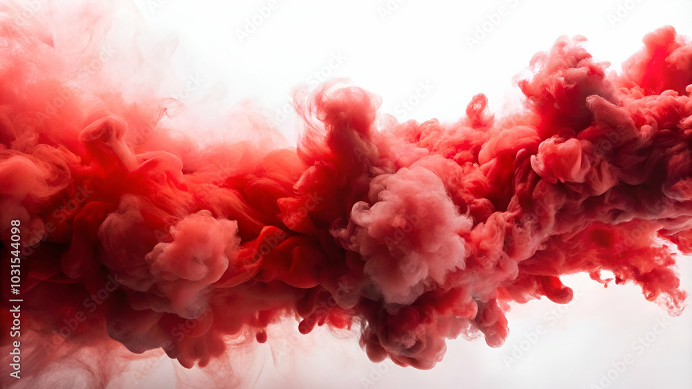 Fototapeta premium A layer of red fog or smoke clouds on the floor white background