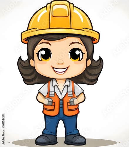 Cute Cartoon Construction Worker (Confident)
