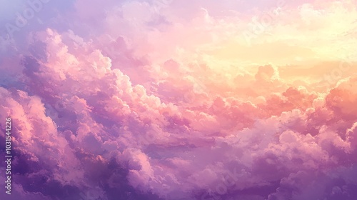 2408 6.A pastel sunset sky fading into dusk, with soft purple and pink tones dominating the scene. The fading sunlight creates a gentle, dreamy glow across the clouds, with a smooth gradient from