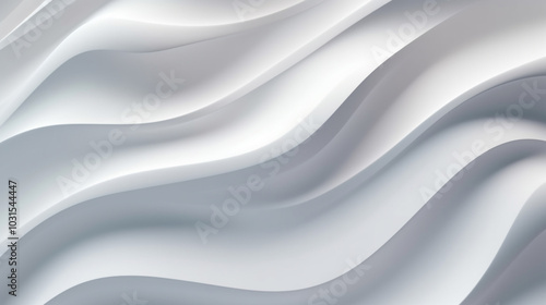 An abstract and modern 3D illustration featuring smooth, wavy white curves, evoking a minimalist and clean design abstract wavy background 