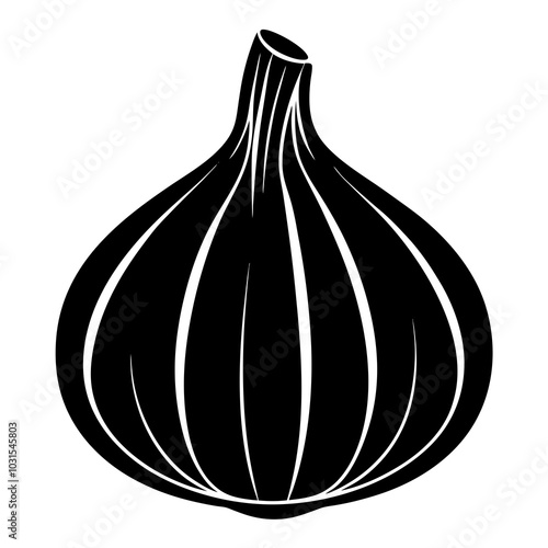 Garlic lino cut vector illustration 