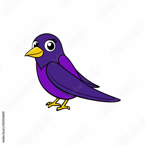 Purple martin cartoon art vector illustration
