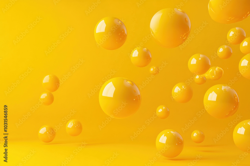Yellow bubbles floating in a vibrant yellow background. Yellow bubbles floating in a vibrant yellow background.