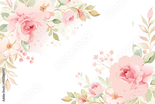 Watercolor Floral Border Romantic Design