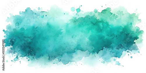 Watercolor background with teal and turquoise splashes