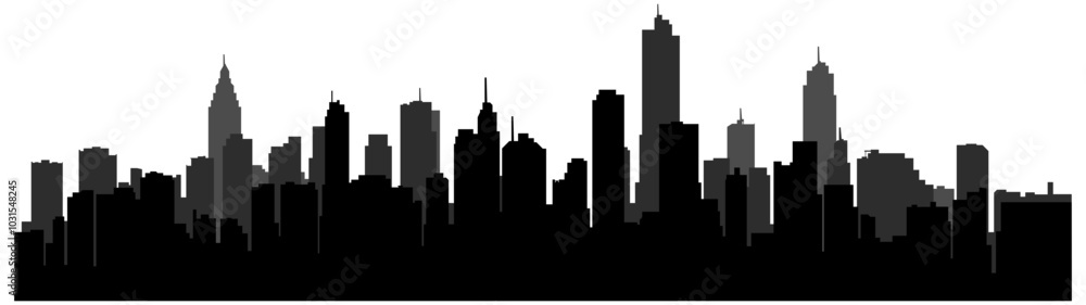 black and white city silhouette without background black and white city silhouette without background