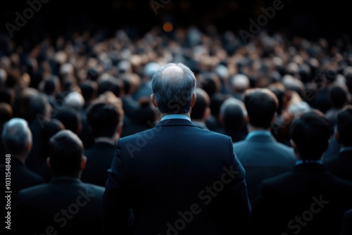 Businessman standing out from the crowd