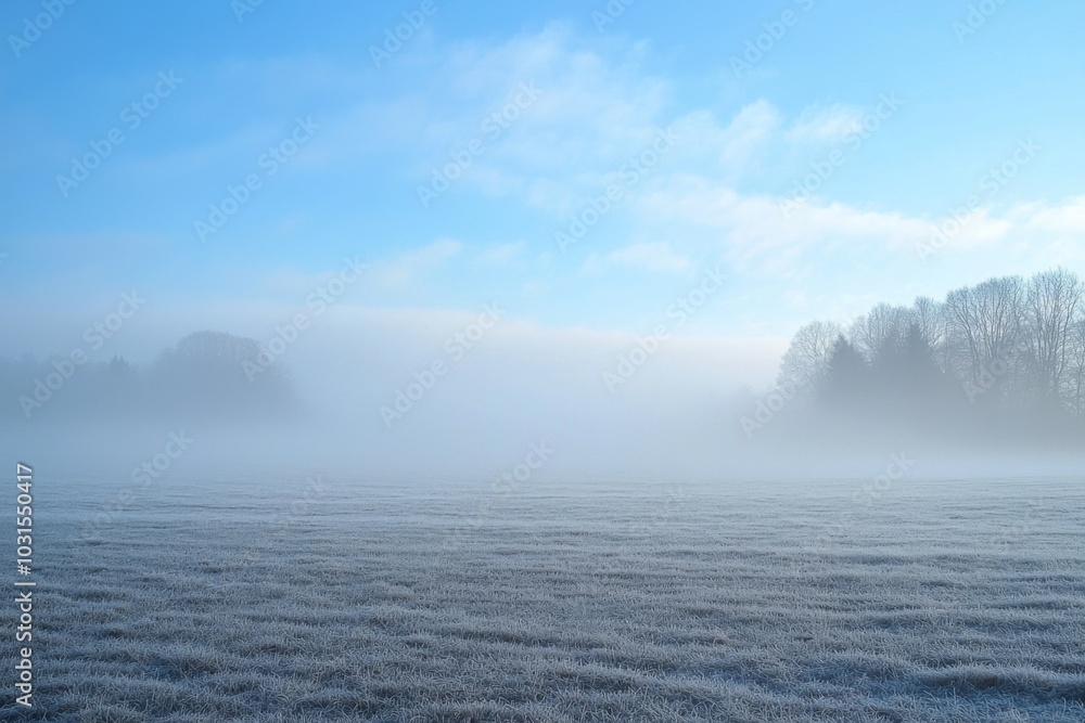 Obraz premium Thick White Fog Background in Nature