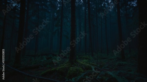 dark forest in the fog