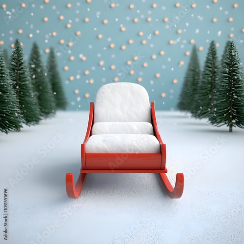 Wallpaper Mural Festive red sled in a snowy winter landscape Torontodigital.ca