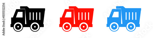 Truck icon illustration set with colorful. Stock vector.