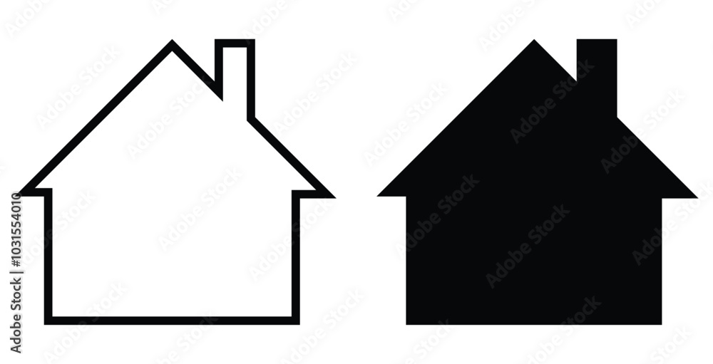 Stroke and Fill version of house icon on white background. Stroke and Fill version of house icon on white background.