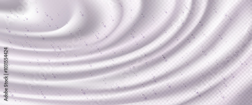 3d liquid cream wave. Milk, water or cosmetic gel ripple background. Yoghurt splash texture top view. Abstract serum swirl surface with bubble. Smooth body skin product flow transparent design