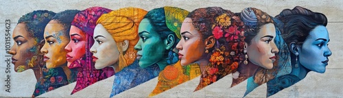 A mural depicting powerful women from different cultures and professions, representing gender equality