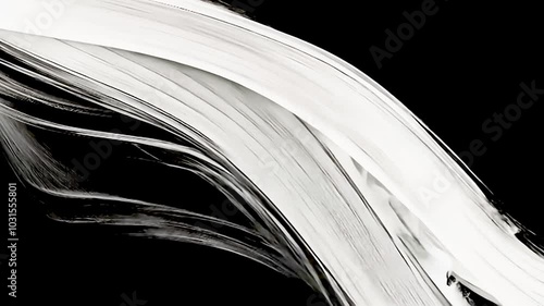 黒背景にホワイトのオイルペイントのブラシストローク