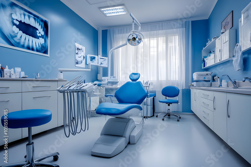 Modern Dental Chair and Equipment in a Clean Clinic Setting
