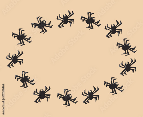 spider. ghost. frame. halloween. vector. a scary frame for a holiday. a terrible holiday. vector template for creating a postcard for a holiday. on a colored background.