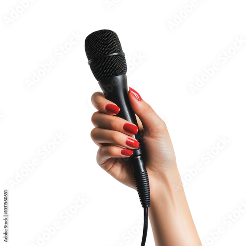 Woman's Hand Holding Microphone.