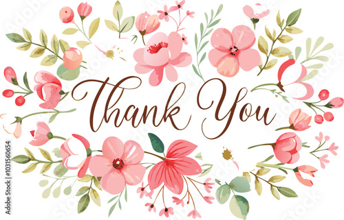 Floral Thank You Card Watercolor Design