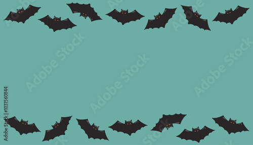 bat. to fly. The scary silhouette of a bat. frame. a template for creating a Halloween greeting card. vector. on a colored background. scary. bat wings.