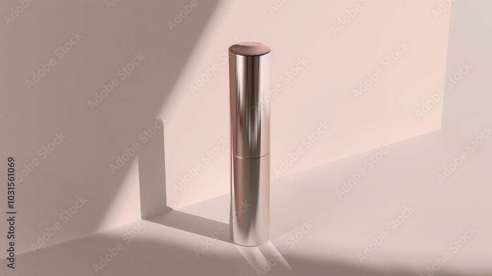 Sleek Metallic Lipstick Case Mockup on Gradient Background Sleek Metallic Lipstick Case Mockup on Gradient Background