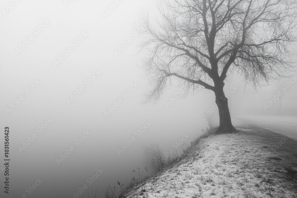 Obraz premium Thick White Fog Background in Nature