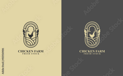 chicken farm vintage classic emblem logo, mascot logo. organic farm logo, poultry