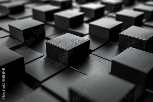 A bunch of black cubes sitting on top of a table