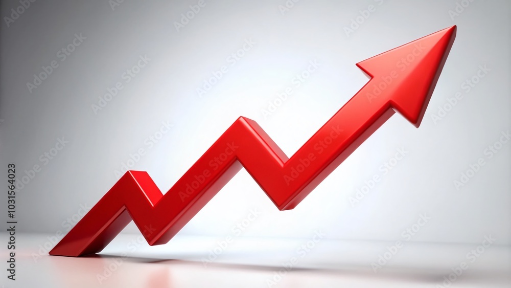 Red Up Arrow on White Background Symbolizing Growth, Progress, Success in Business and Financial Concepts for Visual Red Up Arrow on White Background Symbolizing Growth, Progress, Success in Business and Financial Concepts for Visual