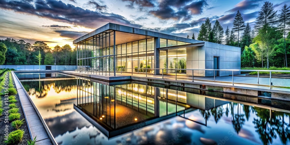 Fototapeta premium Architectural Photography of Water Sampling Stations and Testing Facilities for Water Quality Assessment in Modern Urban Environments