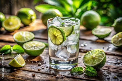 Wallpaper Mural Refreshing Glass of Water with Lime for Hydration and Wellness Torontodigital.ca