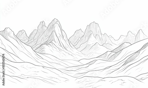 Line drawing of a mountain range.