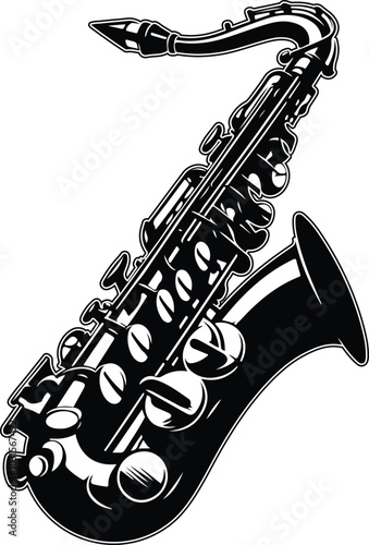 Creative saxophone silhouette vector illustration design