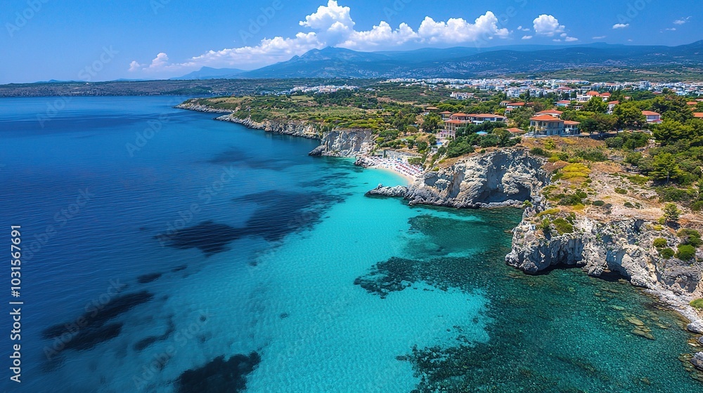 Serene Coastal Landscape with Clear Blue Waters Serene Coastal Landscape with Clear Blue Waters