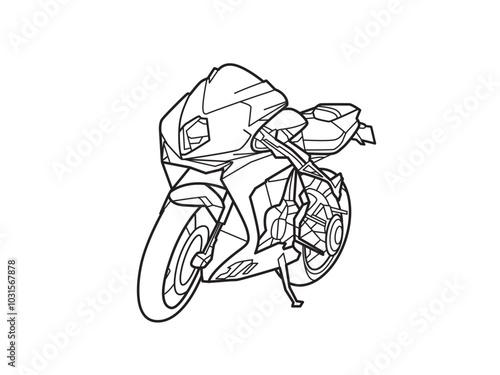 Sports motocycle line art motorbike metal artwork