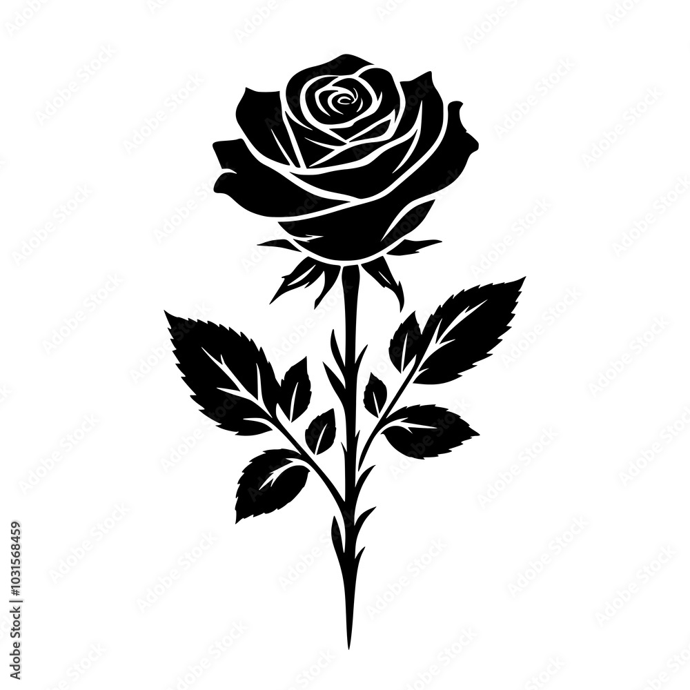 Rose flower vector silhouette isolated on white background Rose flower vector silhouette isolated on white background