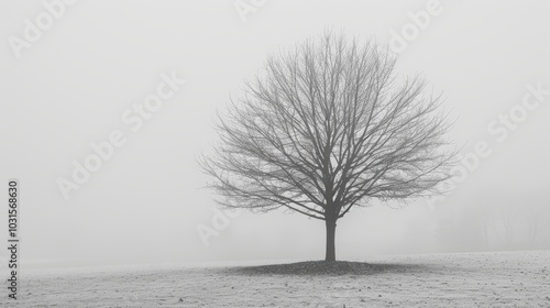 Wallpaper Mural Solitary Tree in Foggy Landscape Torontodigital.ca
