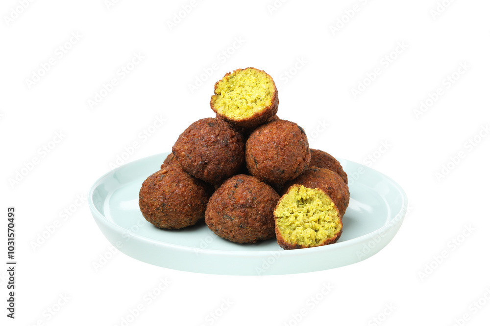 PNG, falafel in a plate, isolated on white background. PNG, falafel in a plate, isolated on white background.