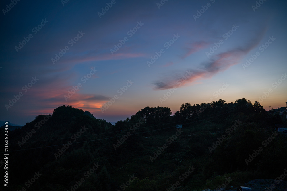 sunset in the mountainous village sunset in the mountainous village